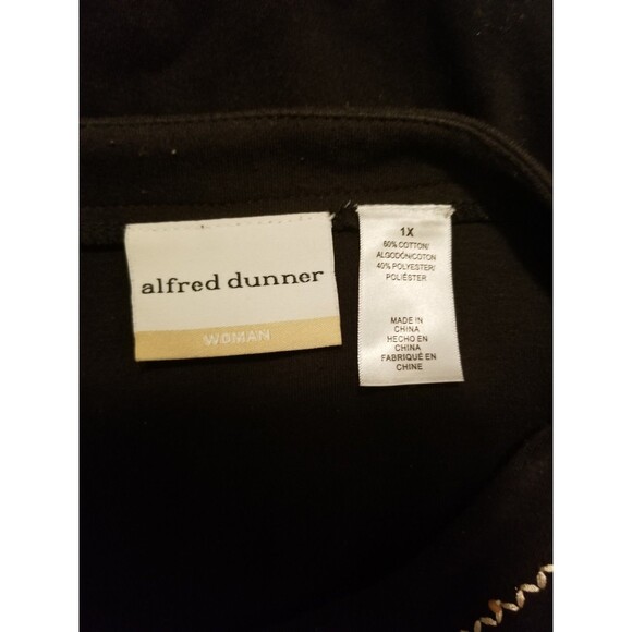 Alfred Dunner Women's Top Shirt Size 1X Black Embroidered Beaded 3/4 Sleeve - Picture 4 of 5